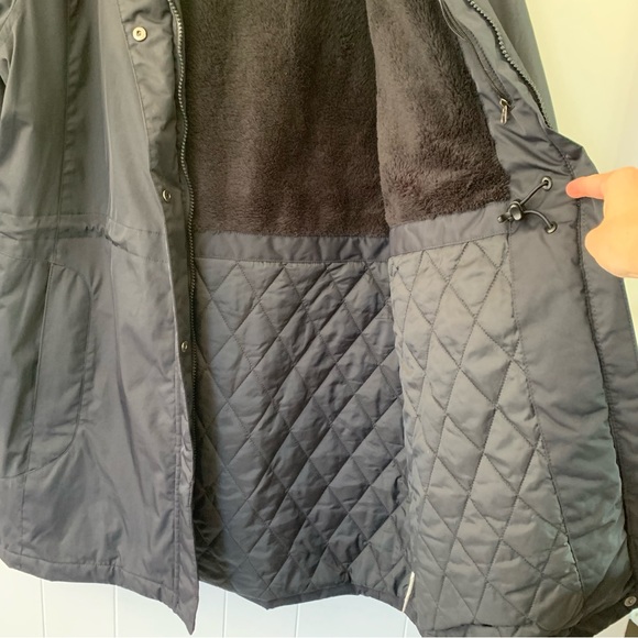 LL Bean Winter Warmer Coat Parka Long Jacket Black Sherpa Hood Adjustable Waist - Picture 11 of 13